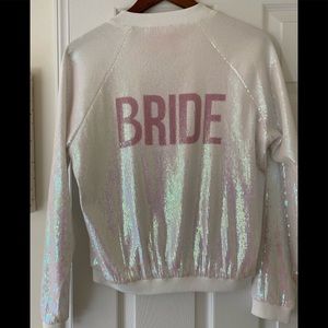 Hayley Paige “BRIDE” iridescent sequin jacket sz S
